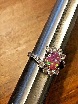 SANGUINE DJINN, RING WITH OPALESCENT STONE STERLING