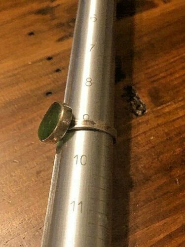 SEVENTEEN SECRETS OF THE ELDER WORLD, RING WITH GREEN SEA GLASS AND STERLING