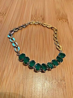 NINE STONES FOR DRUID WEALTH, GREEN GEMSTONE BRACELET