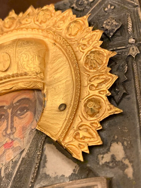 An Original, Hand-Painted, Russian Antique Icon w/Impressive , Powerful Magic