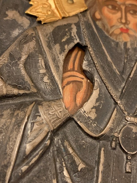 An Original, Hand-Painted, Russian Antique Icon w/Impressive , Powerful Magic
