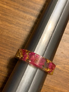 13 Voices of Universal Wisdom:  Resin & Gem Ring with Real Gold Flakes