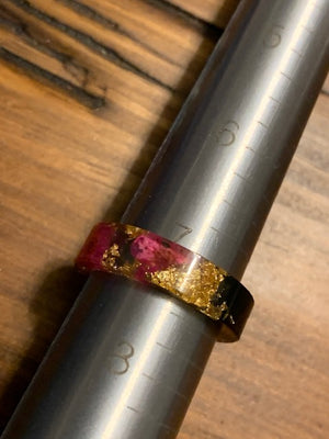 13 Voices of Universal Wisdom:  Resin & Gem Ring with Real Gold Flakes