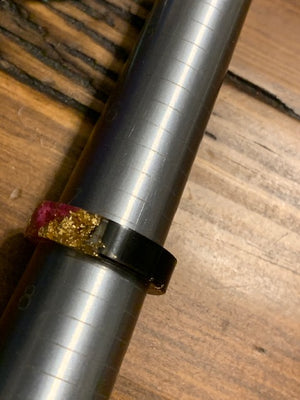 13 Voices of Universal Wisdom:  Resin & Gem Ring with Real Gold Flakes