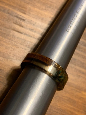 13 Voices of Universal Wisdom:  Resin, Fossil Wood, Gemstones, and Real Gold Flake Rings