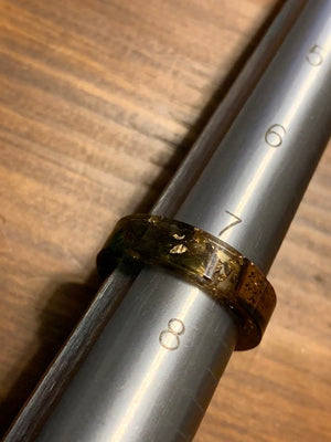 13 Voices of Universal Wisdom:  Resin, Fossil Wood, Gemstones, and Real Gold Flake Rings