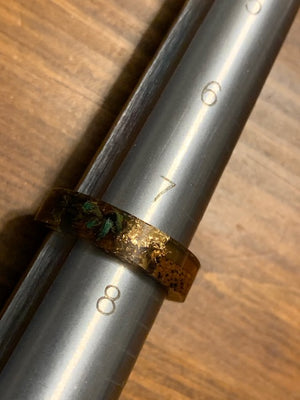 13 Voices of Universal Wisdom:  Resin, Fossil Wood, Gemstones, and Real Gold Flake Rings