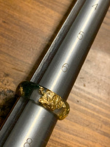 13 Voices of Universal Wisdom:  Resin, Fossil Wood, Gemstones, and Real Gold Flake Rings