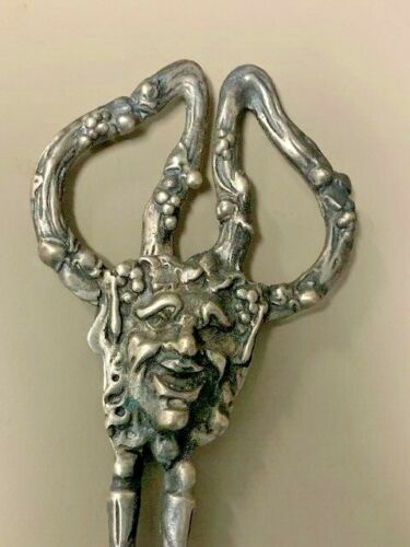 Antique, Solid Sterling Silver Shears w/ the Face of  a Deity:  Shears of Mithras