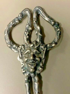 Antique, Solid Sterling Silver Shears w/ the Face of  a Deity:  Shears of Mithras