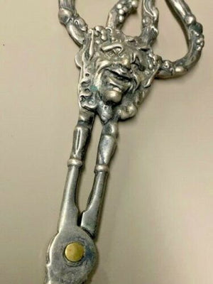 Antique, Solid Sterling Silver Shears w/ the Face of  a Deity:  Shears of Mithras