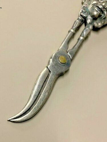Antique, Solid Sterling Silver Shears w/ the Face of  a Deity:  Shears of Mithras