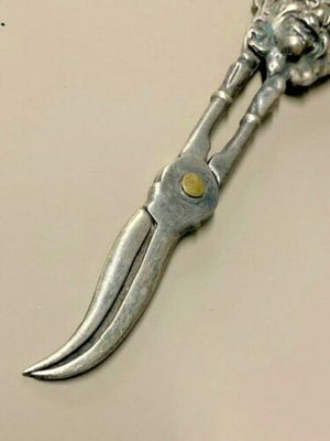 Antique, Solid Sterling Silver Shears w/ the Face of  a Deity:  Shears of Mithras